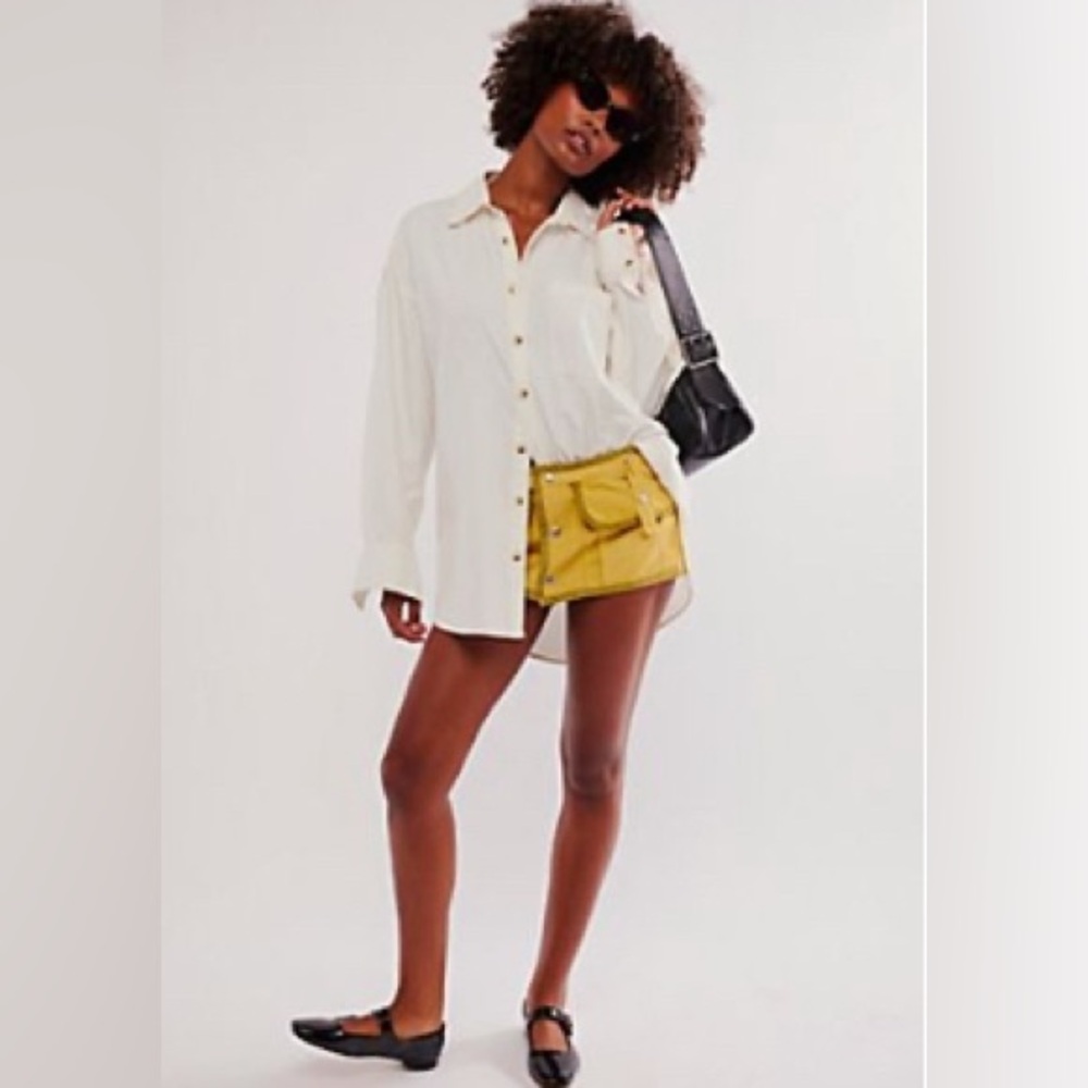 Free People Yellow Skort High-Waisted Tailored
